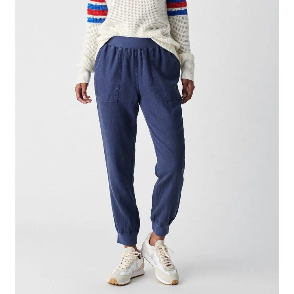 Faherty Arlie Day Pant in Navy Pants Jogger Linen Tencel Cotton Size XS
